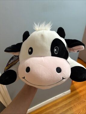SNOOZIMALS Plush Cow Stuffed Animal - Pink & Black 24in